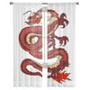 Hand Drawn Red Dragon Sheer Window Curtains For Living Room Bedroom Modern Voile Tulle Curtains Fabric Drapes For Kitchen