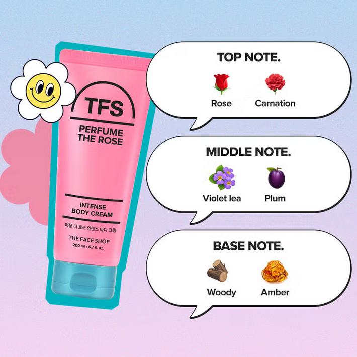 The Face Shop Perfume The Rose Intense Body Cream 200 ml/ Body Care, Moisturizing, Korean Cosmetics, Kbeauty