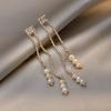 Hot Sell Trendy Shiny CZ Zircon Star Natural Freshwater Pearl 14K Gold Filled Female Tassels Stud Earrings  For Women