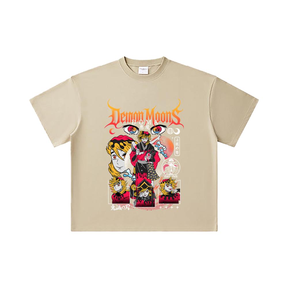 260 GSM Double Yarn 32 Count 100% Cotton Demon Slayer V32 Doma Print Unisex Heavy Cotton T Shirt
