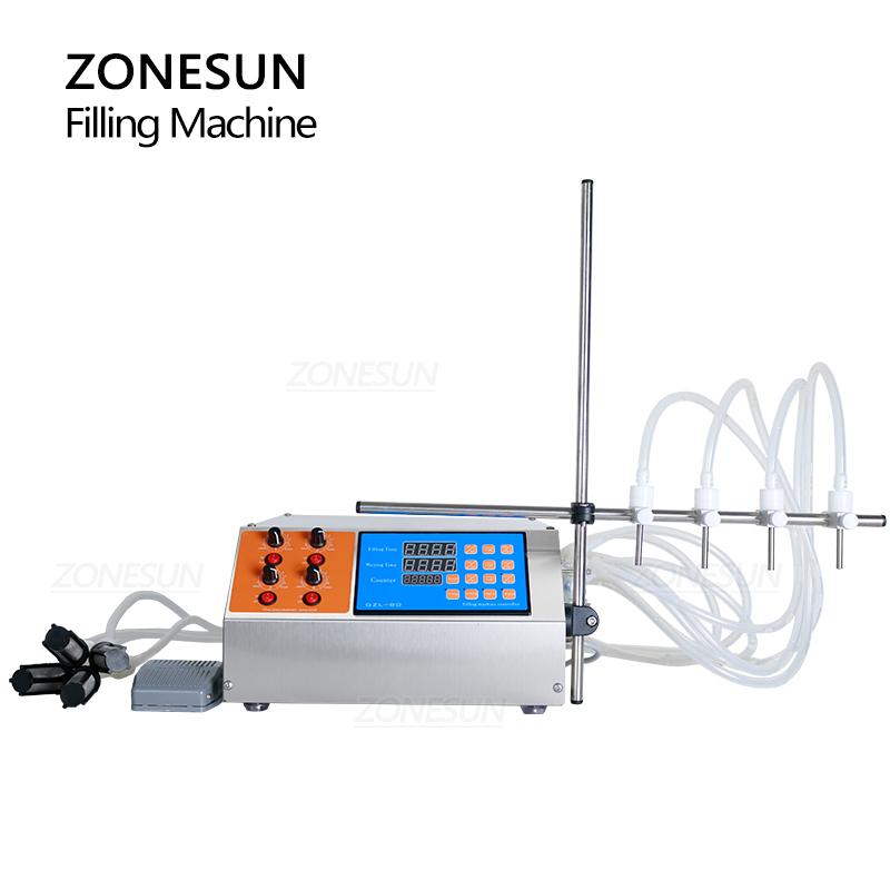 ZONESUN ZS-YTPP4T Halbautomatische Vierdüsen-Flüssigmilch-Augentropfen-Mundlösung-Flaschen-Peristaltikpumpen-Abfüllmaschine