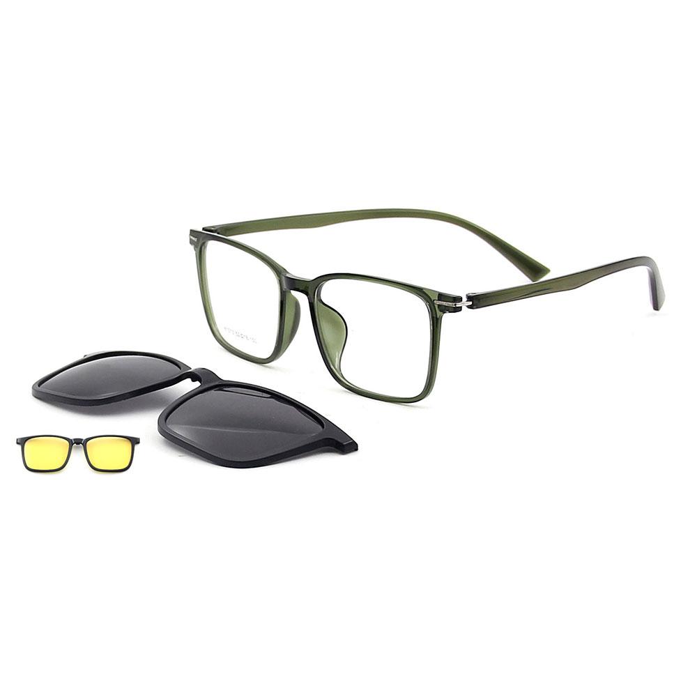 

3-in-1 Square Ultralight TR90 Men s Polarized Clip-On Sunglasses & Night Vision Lightweight Durable Glasses Frames for Driving