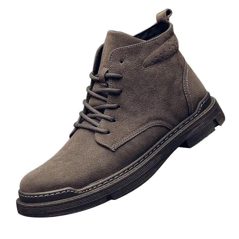 Pantofi bărbați cizme Martin cu talpă plată cu șireturi la modă autohtoni cizme de lucru cu vârf înalt la modă pantofi confortabili versiune coreeană pantofi cu talpă moale