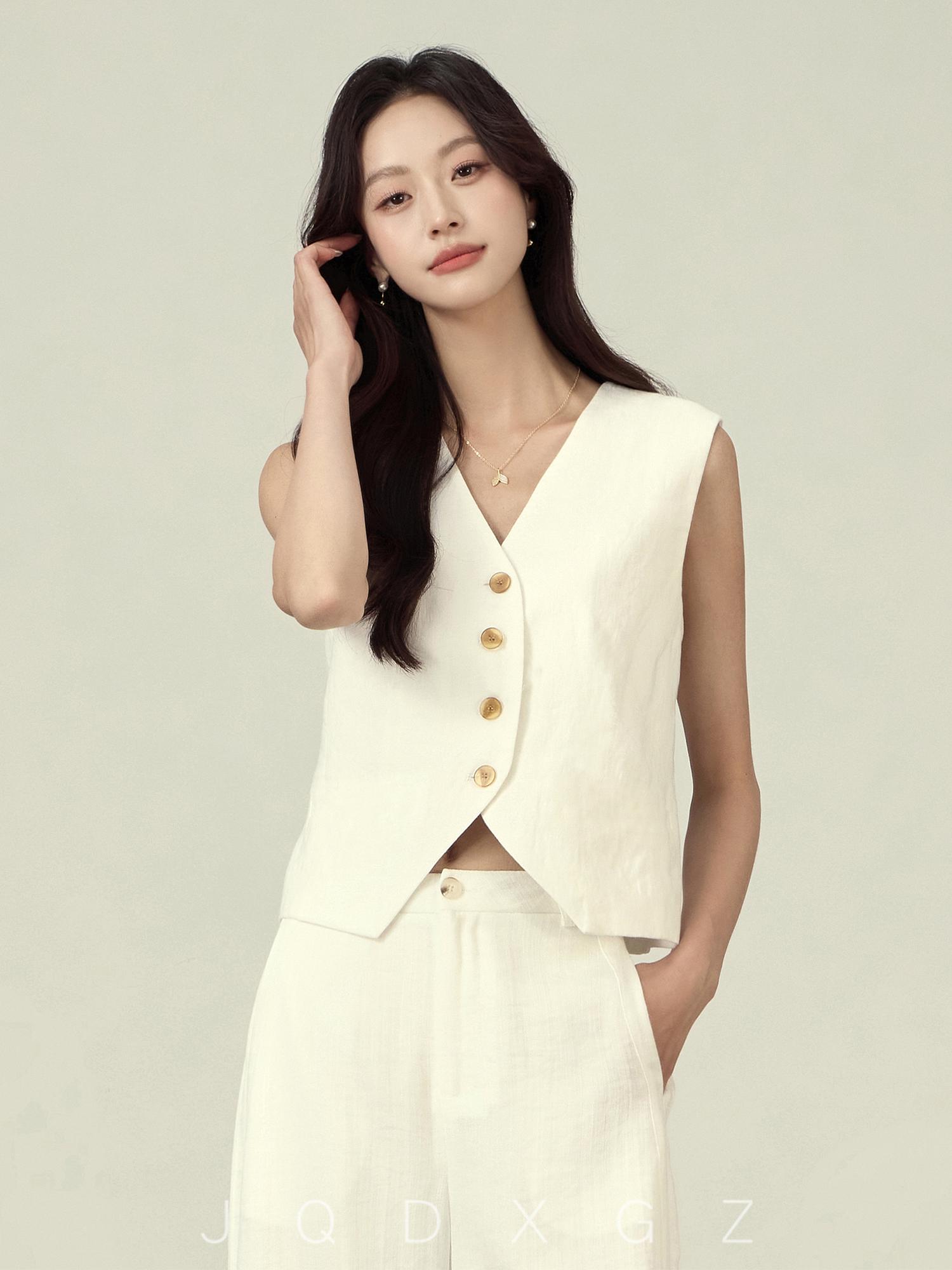 Women s Off-White Small Tencel Linen Casual Pants – Summer Thin, Old Money Style with Good Drape M