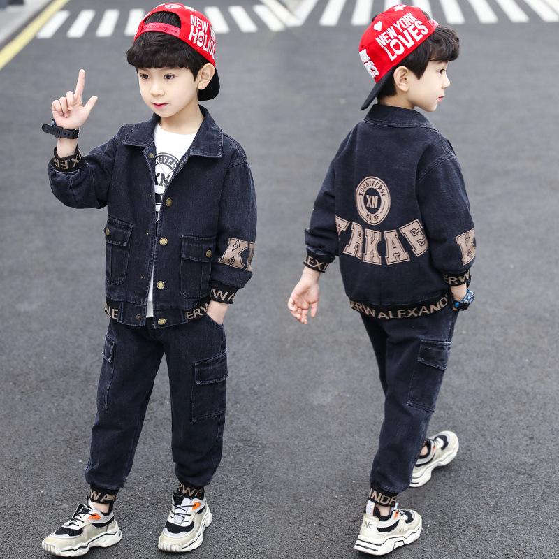 

Korean Fashion Boys’ Printed Denim Set for Spring & Autumn (Ages 4-12) - Trendy Two-Piece Outfit more than 1000 pieces