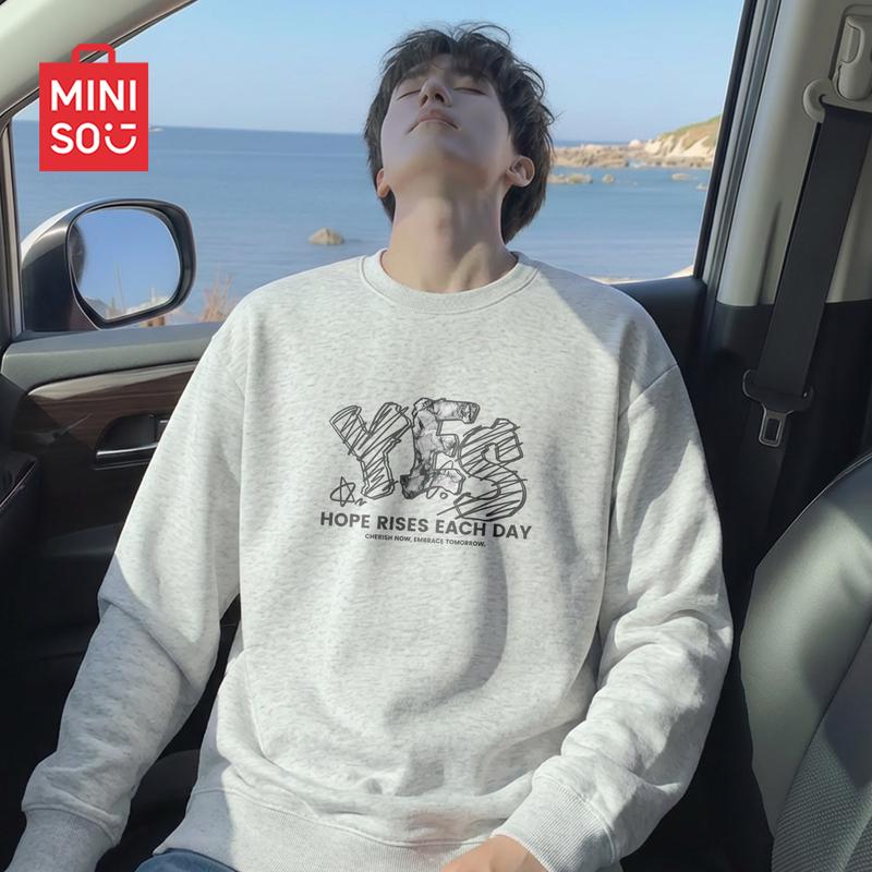 MINISO Men s American Retro Loose-Fit Crewneck Sweatshirt 3XL