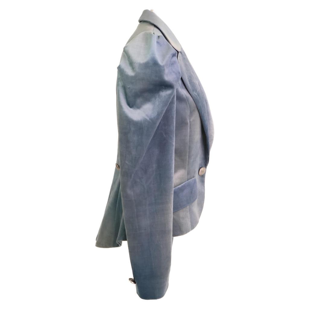 TAE ASHIDA [Good condition/24 year old] TJ4721 Gathered sleeve velour Jacket *There is no size notation. blueUsed