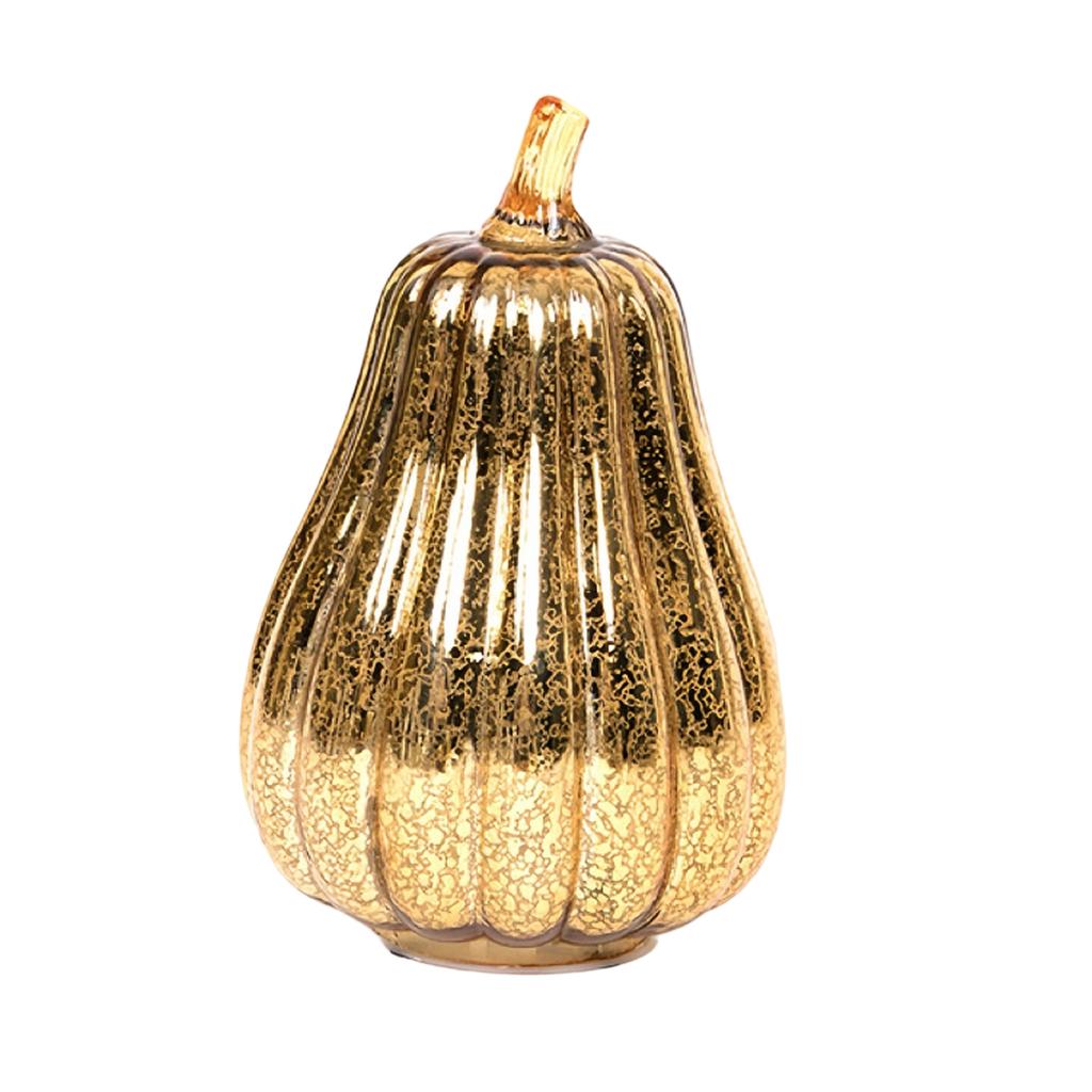 LED Glass Pumpkin Decoration with Warm Light for Fall Halloween Home Decor