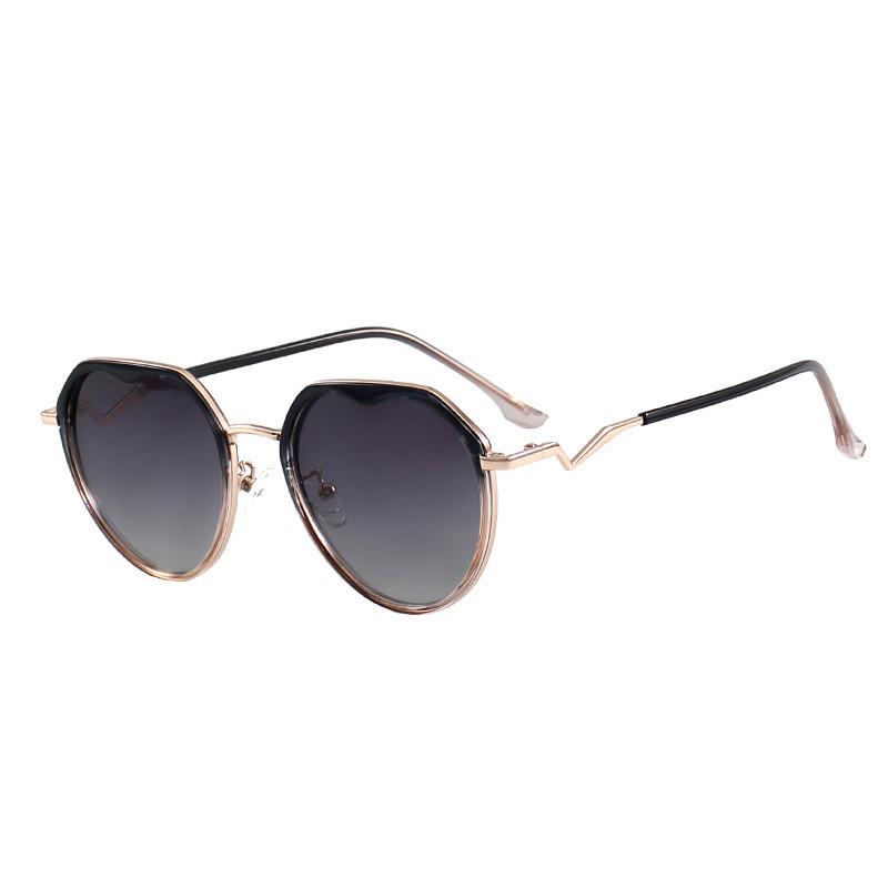 Stylish Heart Frame Sunglasses P28202 Uv Protection Gradient Gray Lens Retro Style StyleD