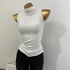 Korean-style Half-high Neck Sleeveless Vest For Women, Versatile, Slim-fitting And Flattering Base Shirt Top