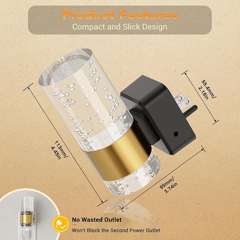 Night Light Led Plug Into Wall With Adjustable Brightness Auto Lamps Sensor