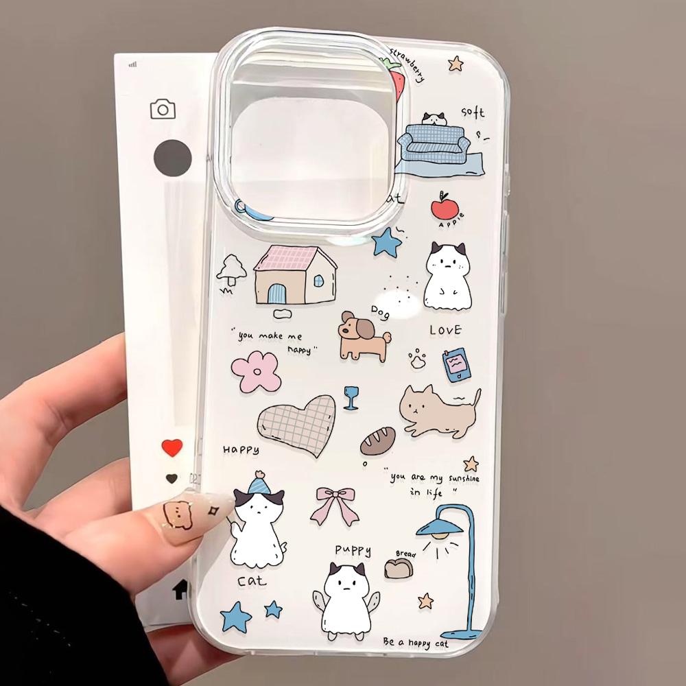 Painted Phone Case for iPhone 12 13 15 16 iPhone 16 12 13 14 15 Pro  14 15 16 Pro Max Coverage Shockproof Anti-Fingerprint Fresh Style Protective Case
