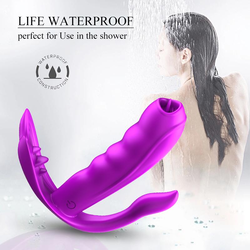 Sexuální hračka pro ženy Dálkové ovládání Vibrátor na olizování jazyka Bezdrátový stimulátor análního klitorisu Vibrační dildo Páry Hračka pro dospělé
