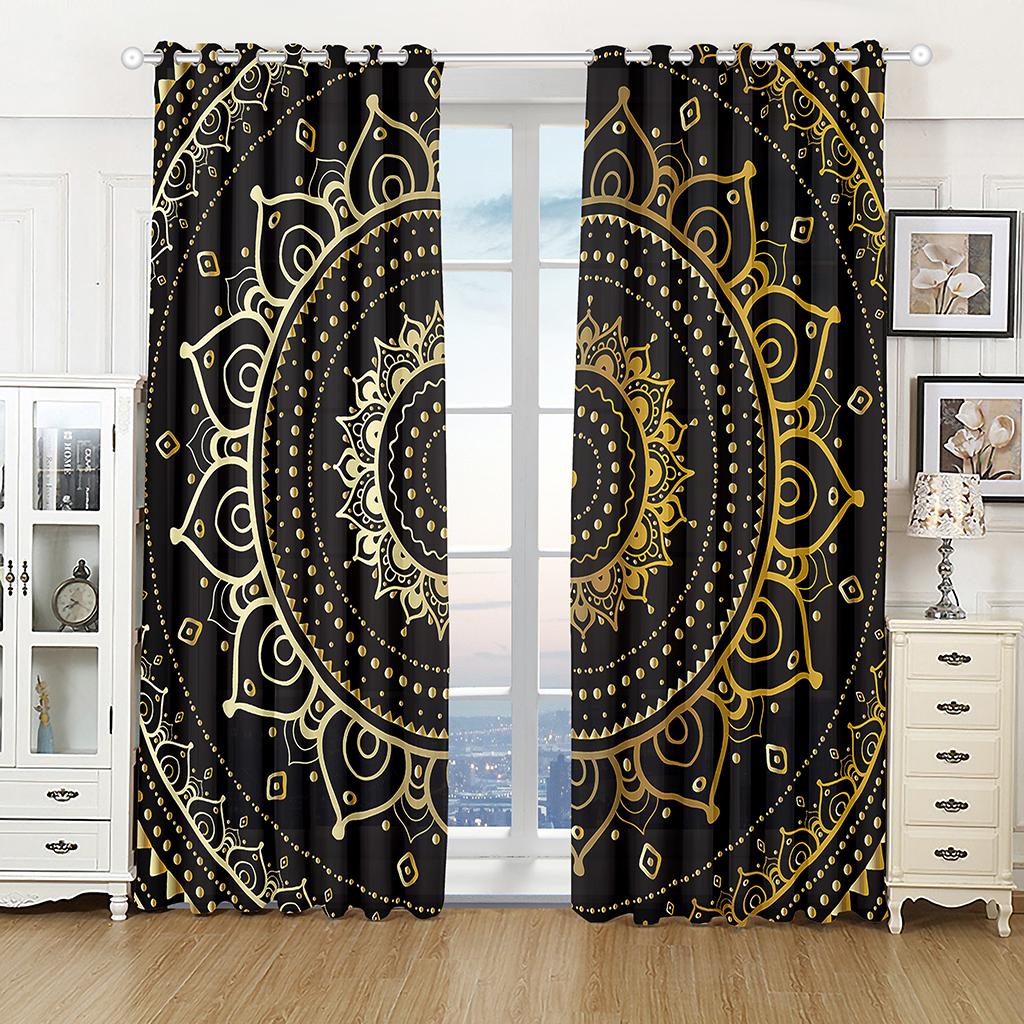 Gothic Galaxy Bedroom Decor Celestial Starry Witchy Mandala Diamond Teen Girls Women Living Room Window Drapes Fabric 2 Panels