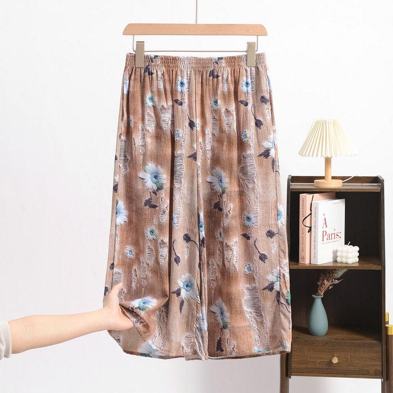 Stylish Cotton Silk Plus Size High Waist Cropped Skirt Pants - Lightweight, Versatile, and Perfect for Summer.