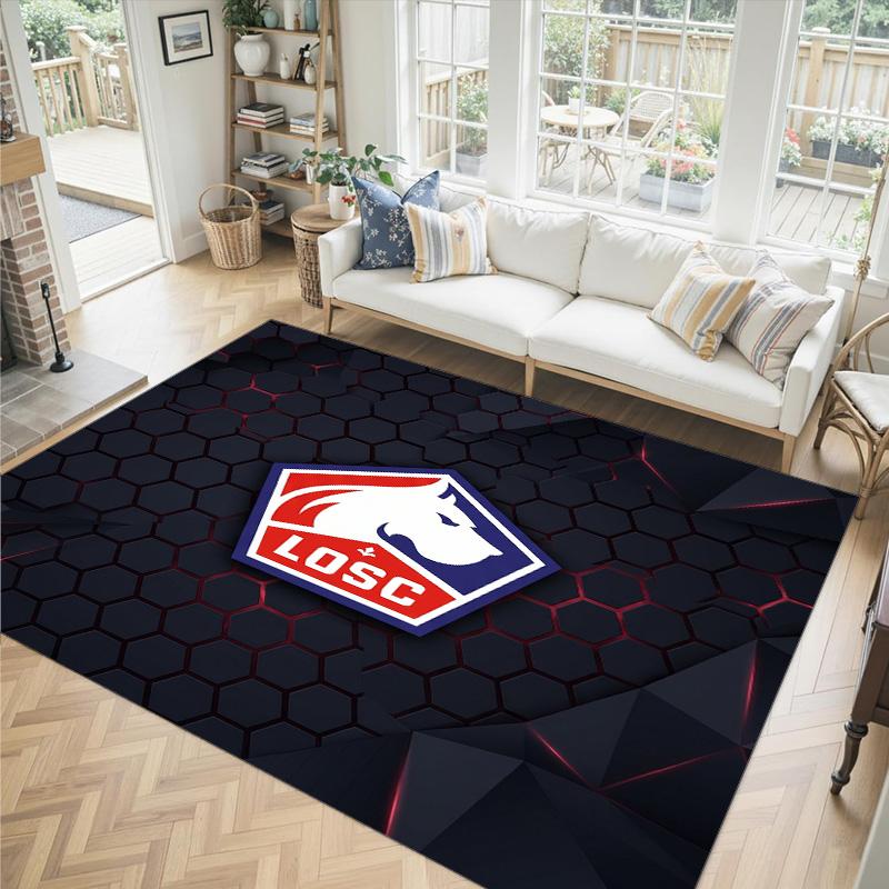 LOSC Lille FC Design Crystal Velvet Carpet Cozy Non?Slip Printed Rug For Bedroom Living Room Entrance