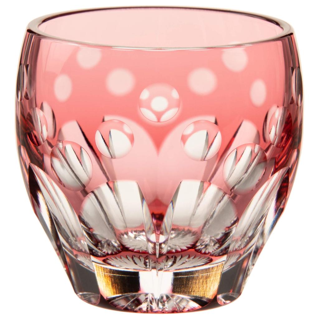 kagami crystal Cold Sake Cup Cherry Blossom Red 80cc Edo Kiriko Traditional Craftsman Satoshi Nabetani T535-2683CAU