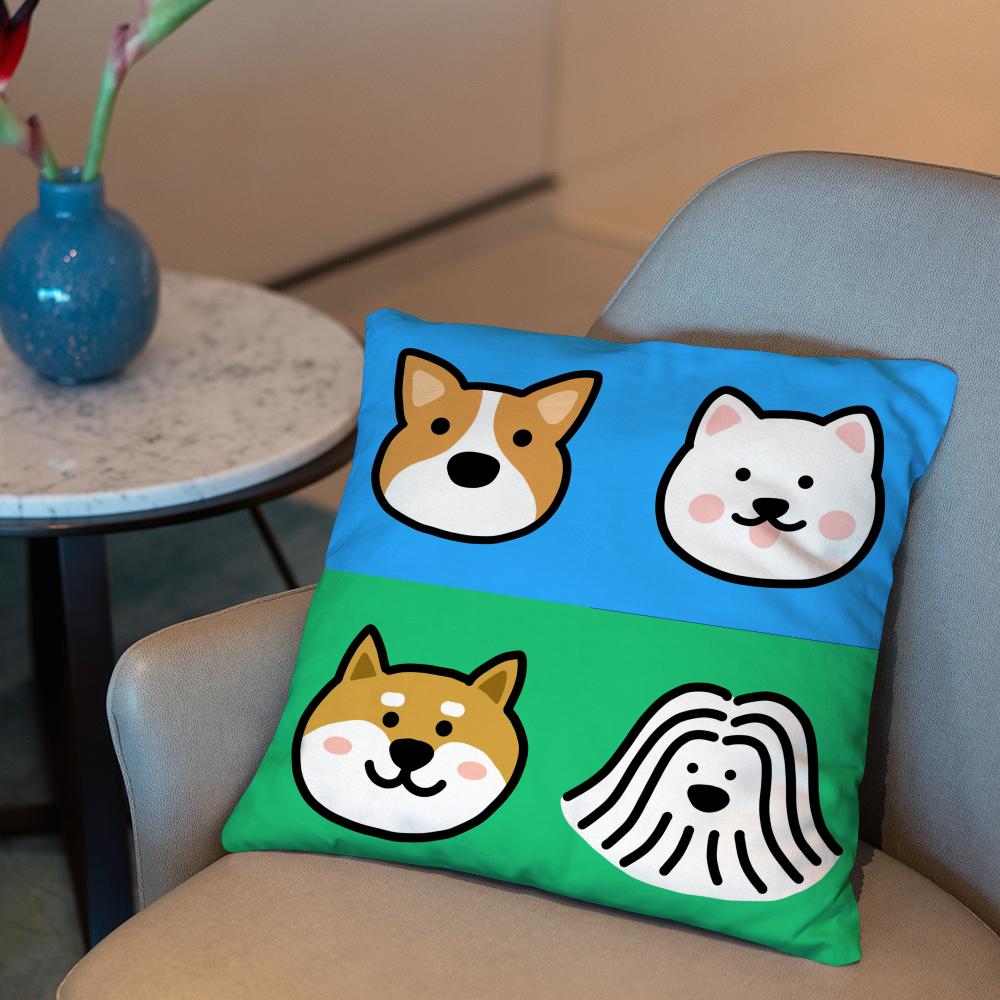 Cartoon Simple Lines Dog8 Cushion Cover 2-in-1 Reversible Plush Pillow Cover | Car/Sofa/Bed | Perfect Gift