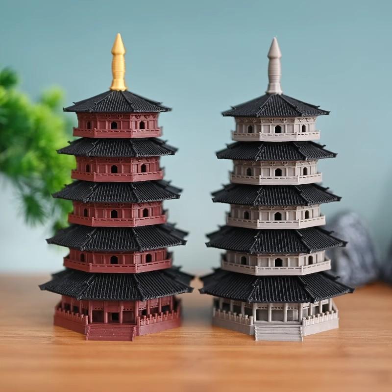 5-Layer Chinese Pagoda Fish Tank Decor Mini Landscape  Aquarium Ornament, Mountain Bonsai, Water & Land Terrarium