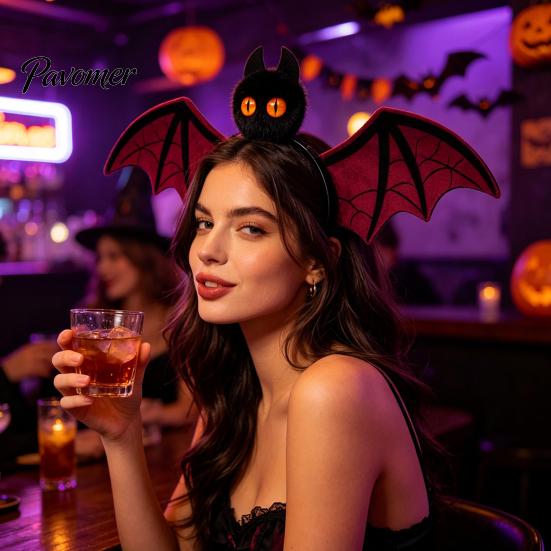 Halloween Vampire Theme Headband Bat Hairband, Plush Wing Gothic Style Headband, Versatile Costume Accessory Cosplay Party Accessories for Women
