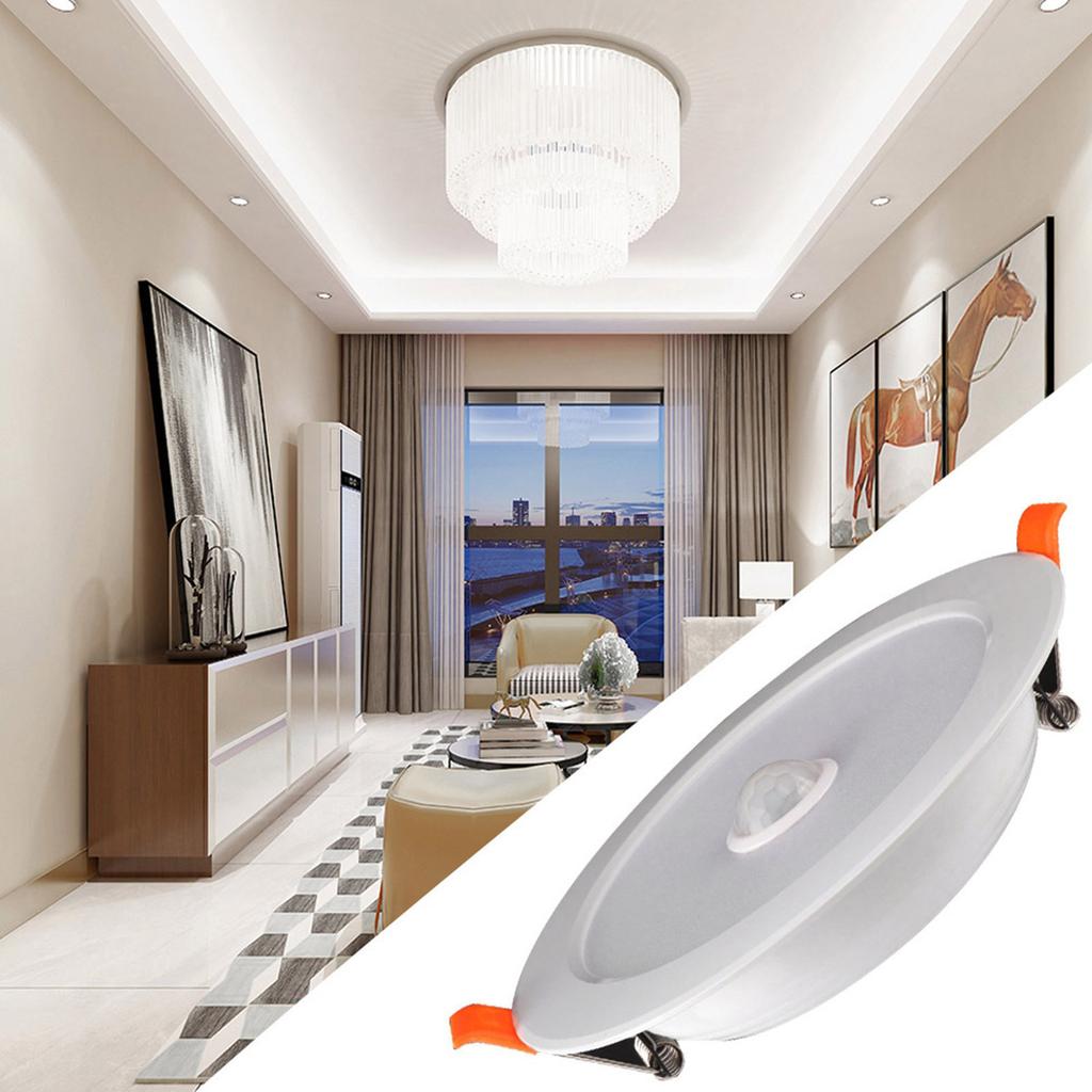 12W AC85‑265V LED Ceiling Light Downlight Human Body Sensor Recessed Lamp for Home Indoor