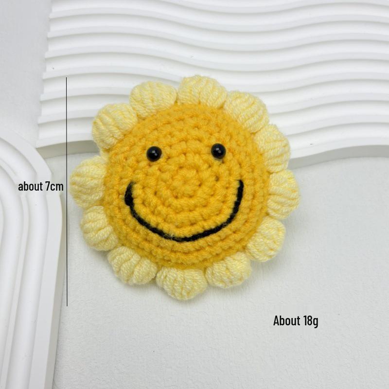 Colorful Crochet Sunflower Smiley Face Keychain Charm - Cute DIY Accessory