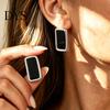 Lightweight Acrylic Earrings 1 Pair Black Big Stud for Women, Stainless Steel Jewelry Chunky Square Earrings, Statement Geometric Matte Studs