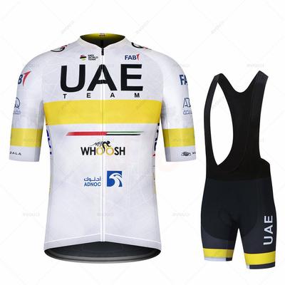 Uae Team Cycling Clothing Set for Men, Bike Clothing, Breathable Anti-UV Bicycle Wear, Short Sleeve Cycling Jersey and Bib Sets