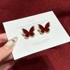 2025 Koreanischer Stil Rote Schmetterlingsohrringe: Elegante, vielseitige High-End-Modeaccessoires für Damen