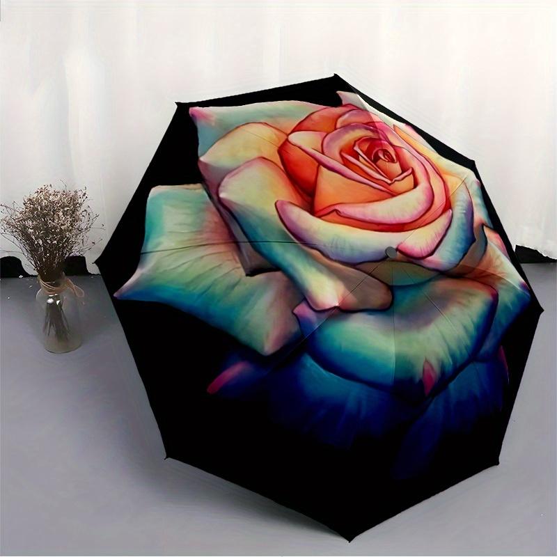 1pc Multicolored Rose Automatic Umbrella 8-Bone Design Compact Gear for Outdoor Travel, Perfect Holiday Gift yy250827034