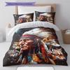 Indian Chief Wolf Bear Pattern Bedding Quilt Set Quilt Cover Pillowcase Home Decoration Birthday Gift (1 * duvet cover + 2 * pillowcase, without core)