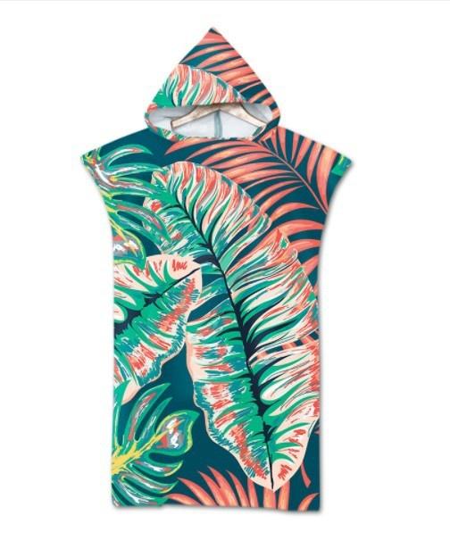 Leaf Microfiber Beach Towel Quick Dry Hooded Cloak Wetsuit Towels Adult Kids Parent-Child Poncho Bathrobe For Swim Surf