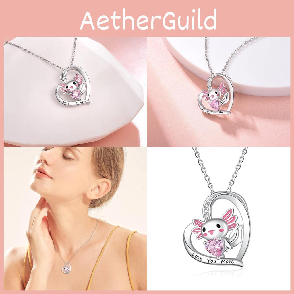 Delicate Cartoon Animal Heart Necklace With Rhinestones For Female Fashion Accessory