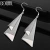 925 Sterling Silver Frosted Long Hanging Piercing Earrings Fashion Wedding Jewelry