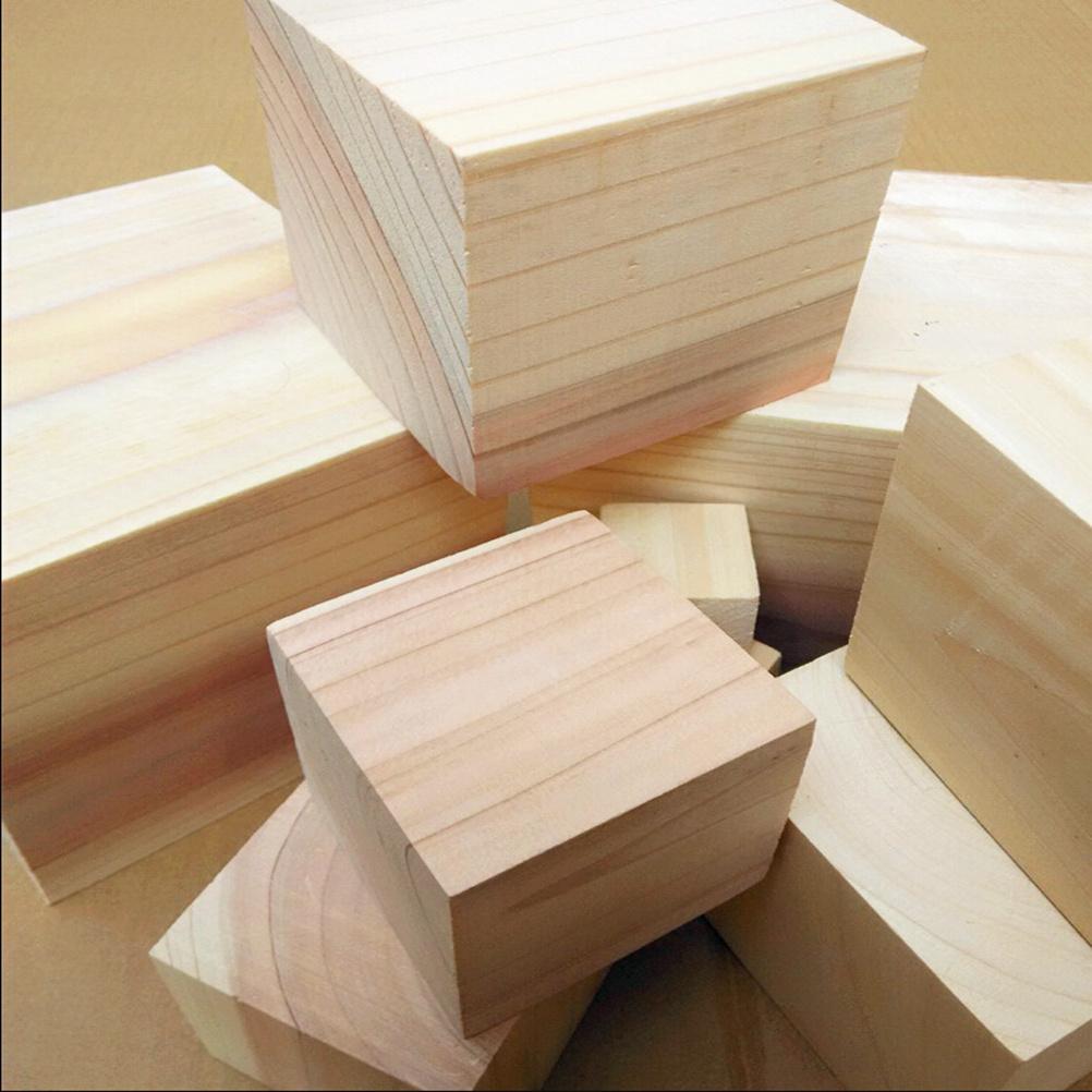 10Pcs Natural Pine Wood Cubes 20mm Smooth Square Blocks DIY Craft Materials for Art Alphabet