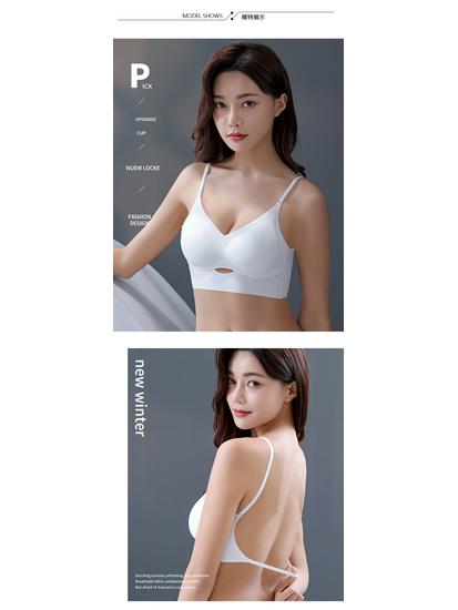 Beautiful Backless Seamless Ice Silk Bra - Women's Thin Summer Wire-Free Push-Up Design
