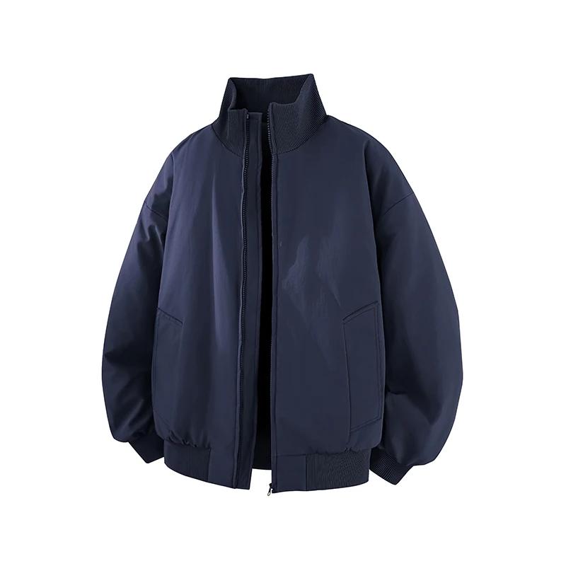 Autumn Men Harajuku Jacket Men Loose Parkas Jacket Winter Men Soild Color Casual Coats Male Outerwear Black Cotton Padded Jacket