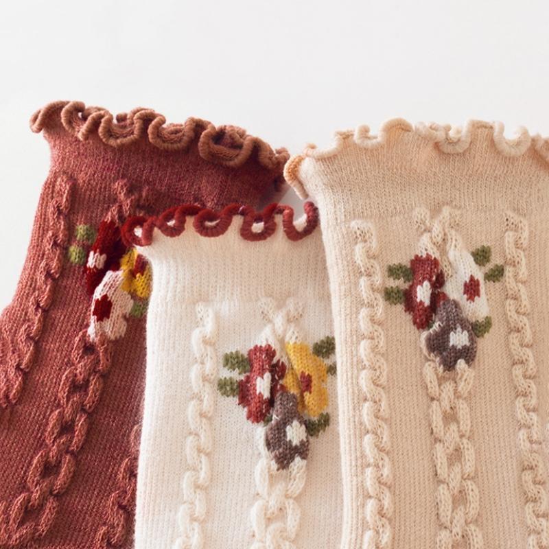 Baby Cotton Socks For Girls Newborn Toddler Ruffle Boneless Sock Children Medium tube Princess Stockings 0-8 Years Autumn Winter