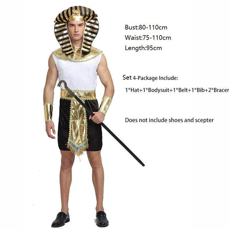Deluxe Pharaoh Men Egyptian King Costume Desert Prince Queen Fancy Dress Cosplay