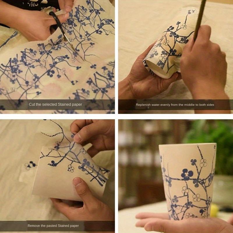 1 pz Carta Trasferibile in Argilla Porcellana Blu e Bianca, Carta Decalcomania Fai da Te per Ceramica Argilla, Carta Trasferibile per Argilla Ceramica, Artigianato Tradizionale, Carta Riutilizzabile