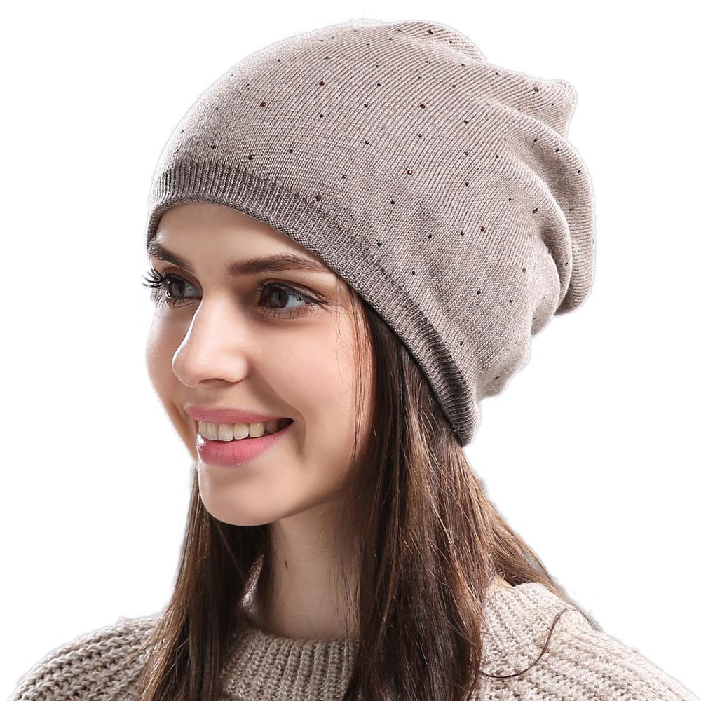 Buy Women's Winter Hat Knitted Wool Beanie Female Fashion Skullies