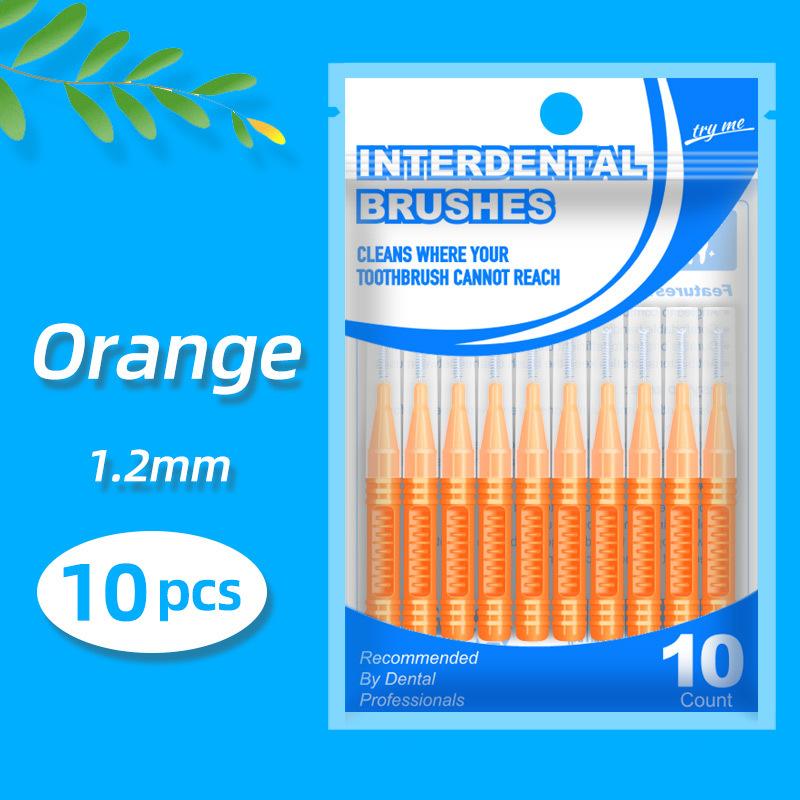 

10 Pieces Threaded Toothbrushes Bag containing 10 pieces помаранчевий