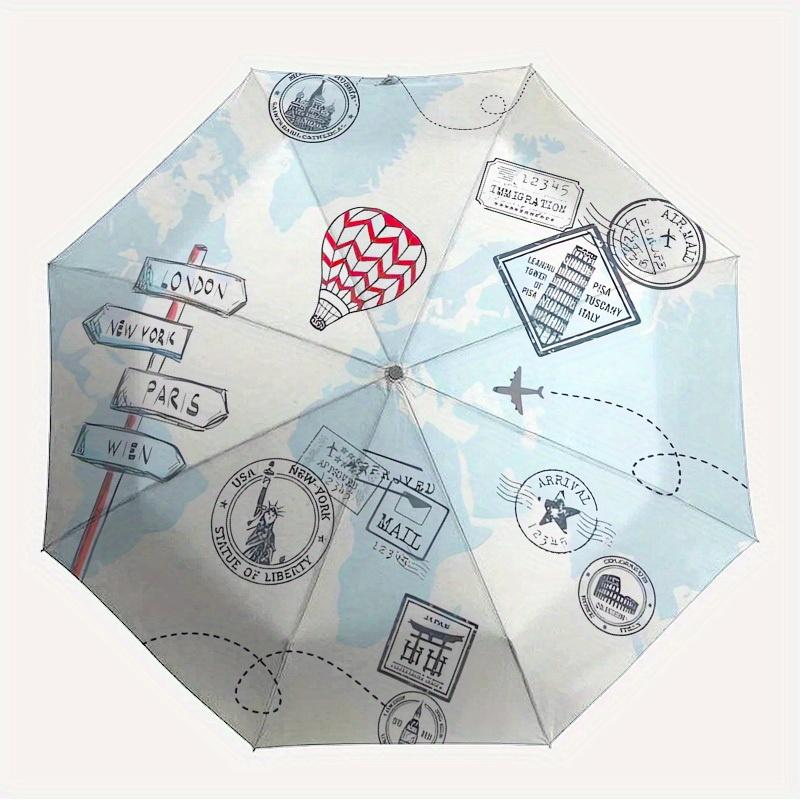 

1pc Travel Stamps Themed High-quality Umbrella,Automatic Opening and Closing Umbrella,Multi-functional Umbrella G0811367