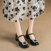 French Thick Heel Mary Jane Shoes Femininity Spring 2025 New Black and White Color Matching Design Sense Rhinestone High Heel Shoes