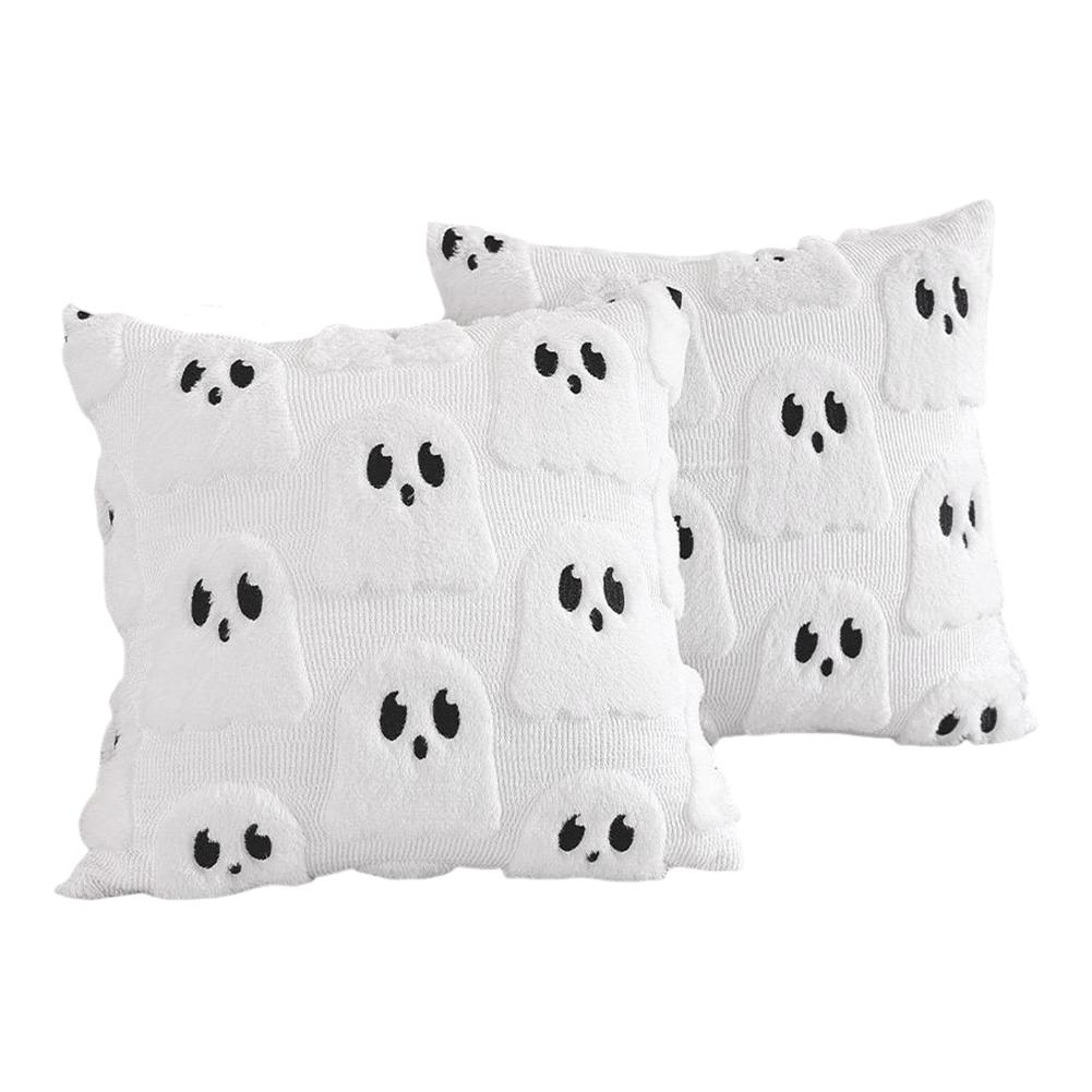 

2 Pack Halloween Ghost Throw Pillow Cases Cute Ghost Spooky Throw Pillows Plush Faux Fur Pillowcase for Home Party Decor