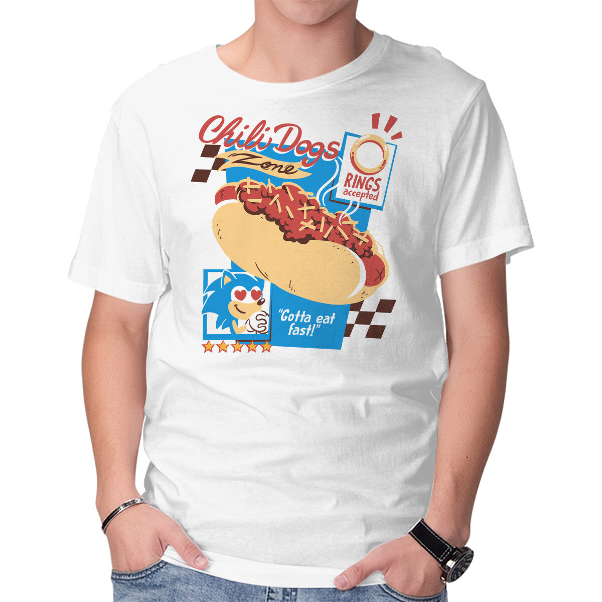 Unisex Crew Neck T-Shirt Chili Dogs Zone Graphic Short Sleeve Casual Tee XXXXL
