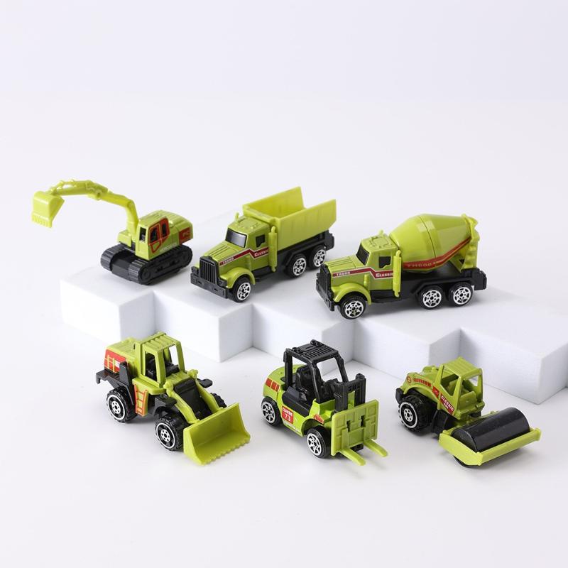 6Pcs/Set Educational Toys Alloy Plastic Engineering Truck Car Construction Model Vehicle Loader Tractor Excavator For Kid Gifts
