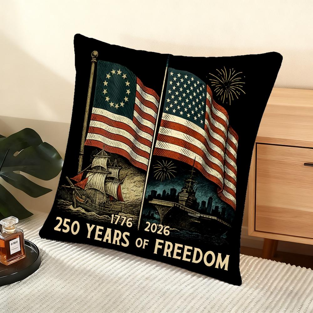 250Th Anniversary Of The Usa Cushion Cover Soft Short Plush Pillow Cover Smooth Cozy Texture Aesthetic Cushion Case Home Decor