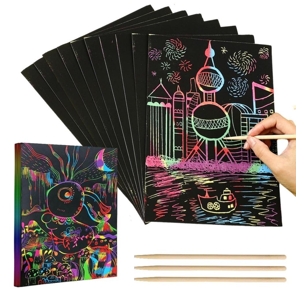 So Happy Scratch Art Scratch A4 for Adults and Drawing Coloring and Dedicated Set of 30 I'm Paper, Blank, Size, Children, Paper, Book, Pen,