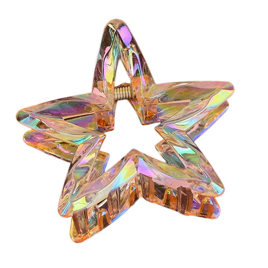 Hollow Geometric Star Hair Clip Vibrant Candy Colored Plastic Barrettes For Women Party Wedding Hairstyle